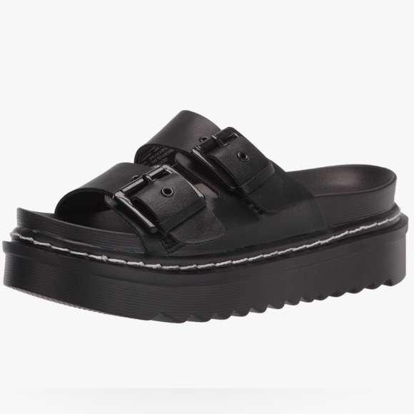 Madden Girl Black Double Buckle Slides - Picture 4 of 5